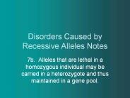 Disorders Caused by Recessive Alleles Notes