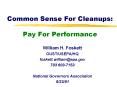 Common Sense For Cleanups:  Pay For Performance PowerPoint PPT Presentation