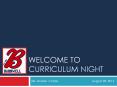 Welcome to  CURRICULUM NIGHT PowerPoint PPT Presentation