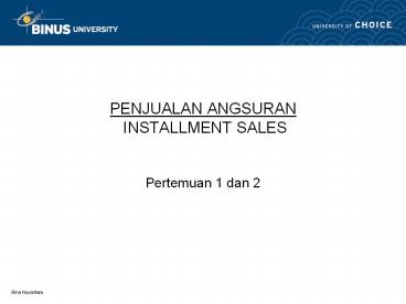 PENJUALAN ANGSURAN INSTALLMENT SALES