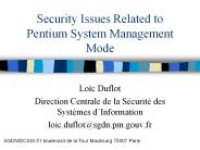 Security Issues Related to Pentium System Management Mode