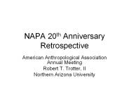 NAPA 20th Anniversary Retrospective