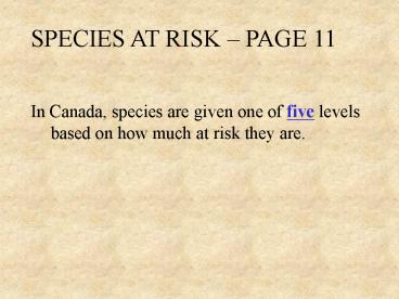 SPECIES AT RISK 