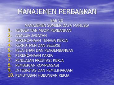 MANAJEMEN PERBANKAN