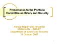 Presentation to the Portfolio Committee on Safety and Security PowerPoint PPT Presentation
