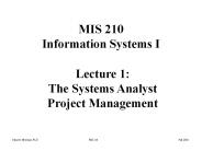 Lecture 1: The Systems Analyst Project Management
