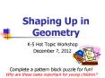 Shaping Up in Geometry PowerPoint PPT Presentation