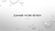 Summer Work Review