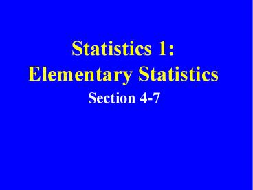 Statistics 1: Elementary Statistics