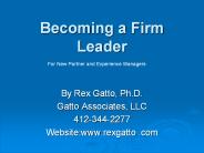 Becoming a Firm Leader