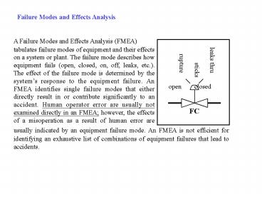 Failure Modes and Effects Analysis