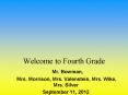 Welcome to Fourth Grade PowerPoint PPT Presentation