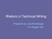 Rhetoric in Technical Writing