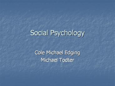 Social Psychology