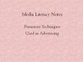 Media Literacy Notes PowerPoint PPT Presentation