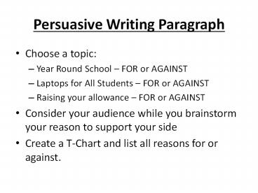 Persuasive Writing Paragraph