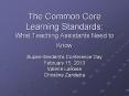 The Common Core Learning Standards: What Teaching Assistants Need to Know PowerPoint PPT Presentation