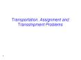 Transportation, Assignment and Transshipment Problems PowerPoint PPT Presentation
