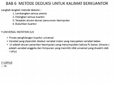 BAB 6 METODE DEDUKSI UNTUK KALIMAT BERKUANTOR