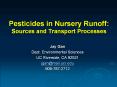 Pesticides in Nursery Runoff: Sources and Transport Processes PowerPoint PPT Presentation