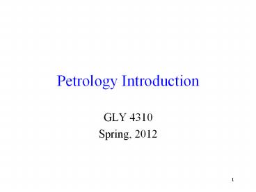 Petrology Introduction