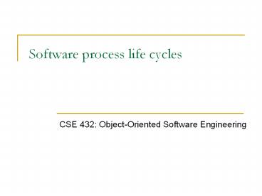 Software process life cycles