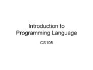 Introduction to Programming Language