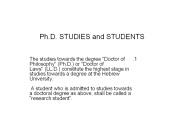 Ph.D. STUDIES and STUDENTS
