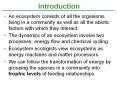 An ecosystem consists of all the organisms living in a community as well as all the abiotic factors with which they interact. PowerPoint PPT Presentation