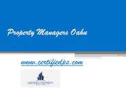 Property Managers Oahu - www.certifiedps.com