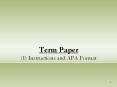 Term Paper (1) Instructions and APA Format PowerPoint PPT Presentation