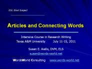 Articles and Connecting Words