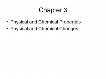 Physical and Chemical Properties