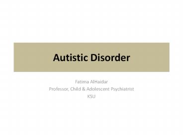 Autistic Disorder