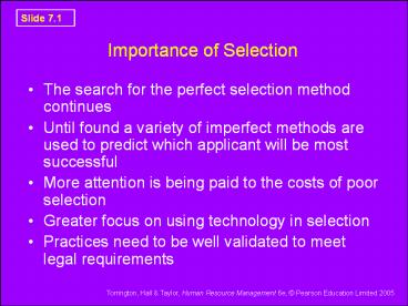 Importance of Selection