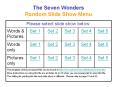 The Seven Wonders Random Slide Show Menu PowerPoint PPT Presentation