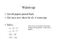 Warm-up PowerPoint PPT Presentation