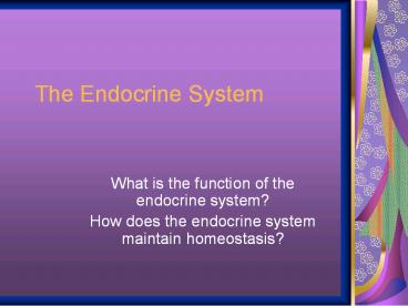 The Endocrine System