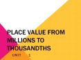 Place Value from Millions to Thousandths PowerPoint PPT Presentation