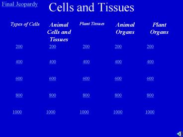 Cells and Tissues