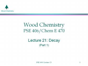 Wood Chemistry PSE 406/Chem E 470