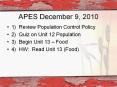 APES December 9, 2010 PowerPoint PPT Presentation
