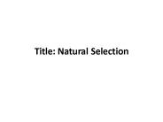 Title: Natural Selection