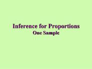 Inference for Proportions One Sample