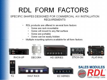 RDL FORM FACTORS