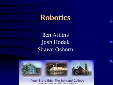 PPT – Robotics PowerPoint presentation | free to download - id: 76d558 ...