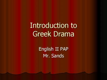 Introduction to Greek Drama