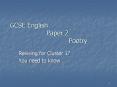 GCSE English          Paper 2               Poetry PowerPoint PPT Presentation