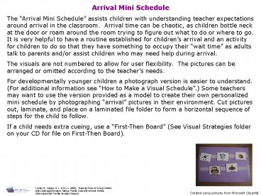 Arrival Mini Schedule
