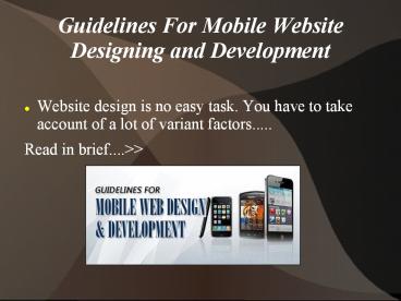 Guidelines For Mobile Website Designing and Development